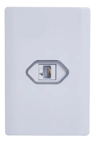Tomada RJ 45 Branco com Cromado Novara