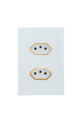 Tomada Dupla 20A Novara Glass Branco com Gold