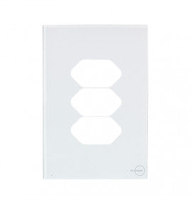 Tomada Tripla 20A Novara Glass Branco com Gold