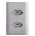 Tomada Dupla USB Aço com Gold