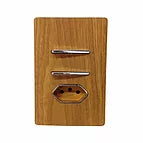 2 Interruptor Paralelo + Tomada 10A  Cumaru com Cromad