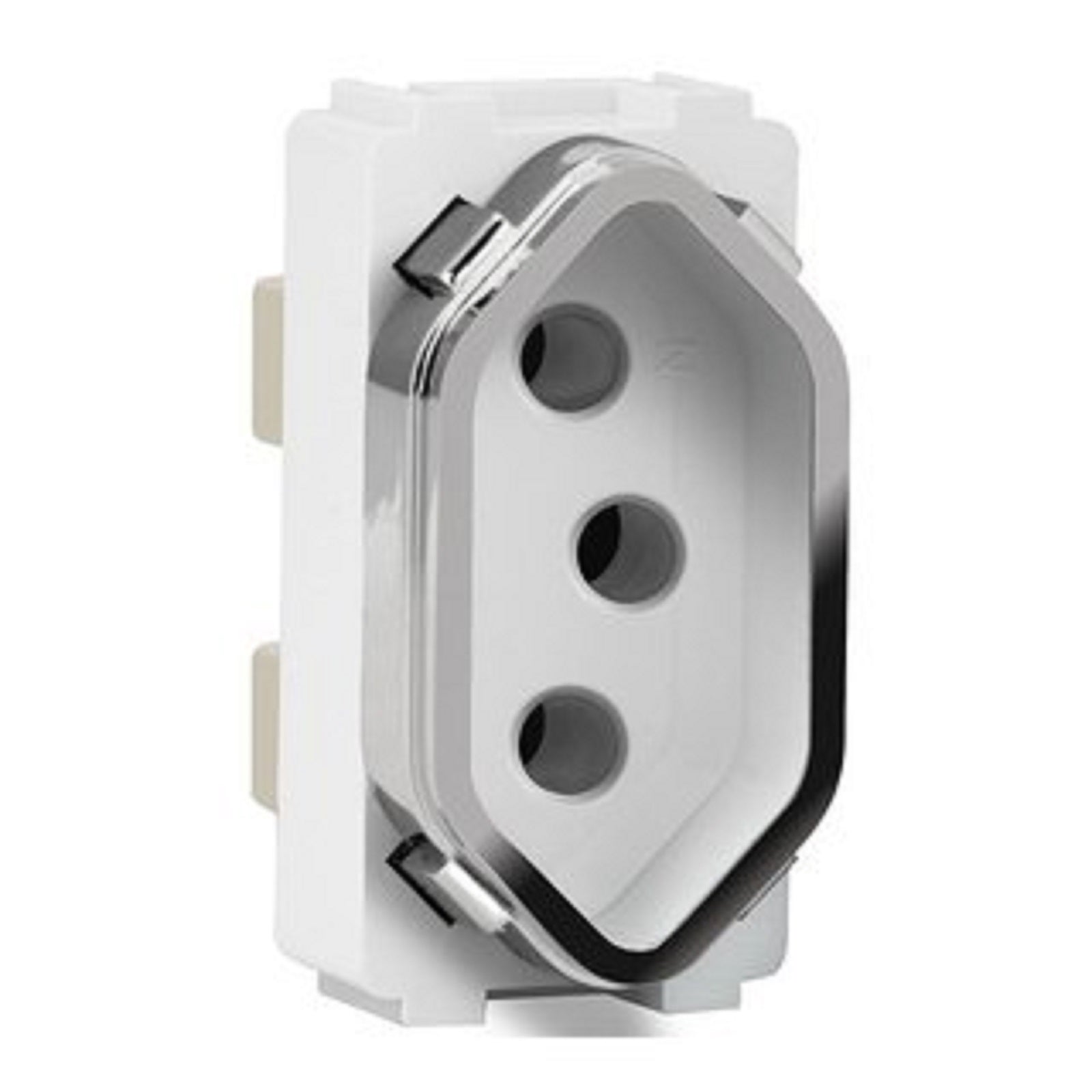 Tomada Dupla sendo 1 Usb e 1 tomada 10A Branco com Cromado