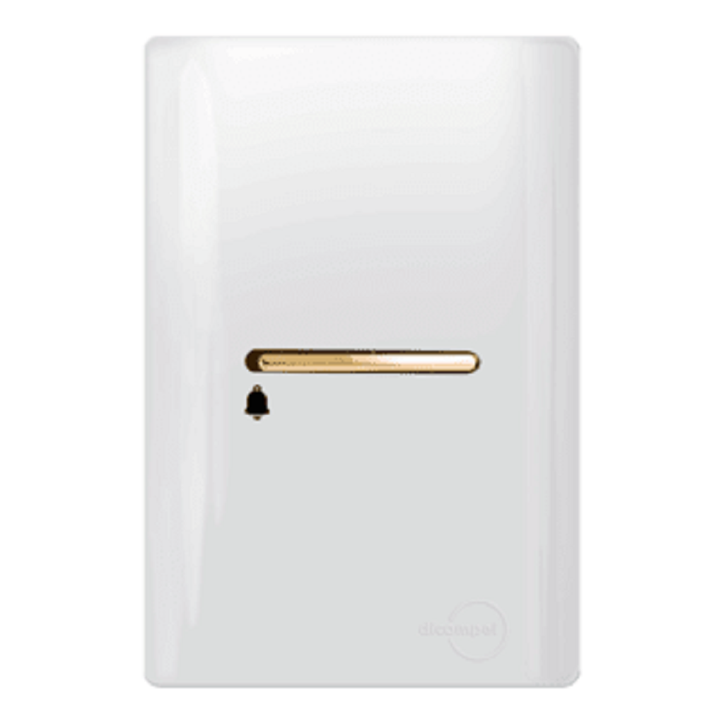 Pulsador de Campainha Horizontal Branca com Gold Novara