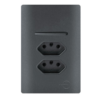 Interruptor Simples + 1 Tomada10A E 1 Tomada 20A Preto Grafite Total