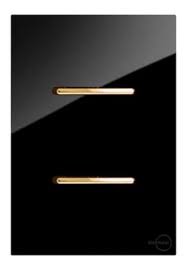 Interruptor 2 Tecla Simples  Novara Glass Preto com Gold