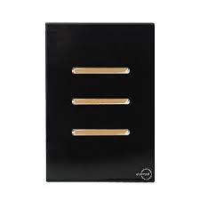 Interruptor 3 Tecla Simples Novara Glass Preta com Gold