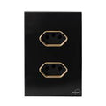 Tomada Dupla 10A Novara Glass Preta com Gold