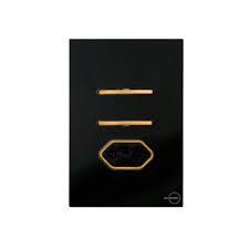2 Teclas Simples com Tomada 10A Novara Glass Preta com Gold