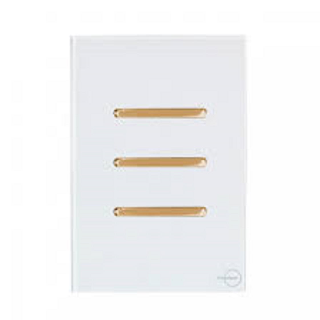 Interruptor 3 Tecla Simples Novara Glass Branco com Gold