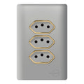 Tomada Tripla 1 10A 2 20A Novara Aço Gold