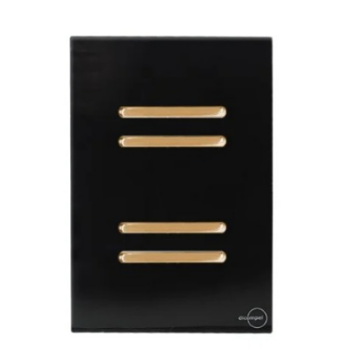Interruptor 4 Teclas Paralelas Novara Glass Preta com Gold