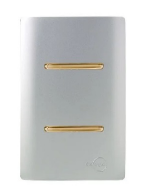 Interruptor Duplo Simples Prata com Gold Novara