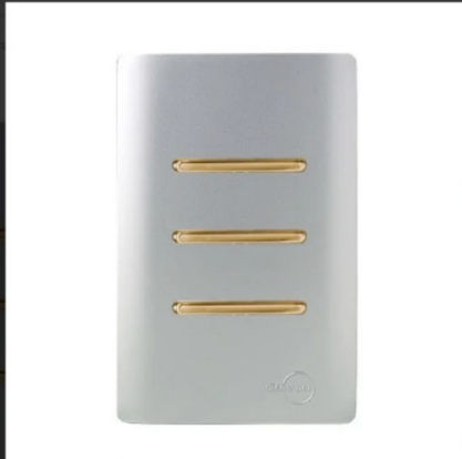 Interruptor Triplo Paralelo Prata com Gold Novara
