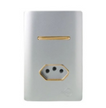 Interruptor 1 Tecla Simples + Tomada 10A Prata com Gold Novara