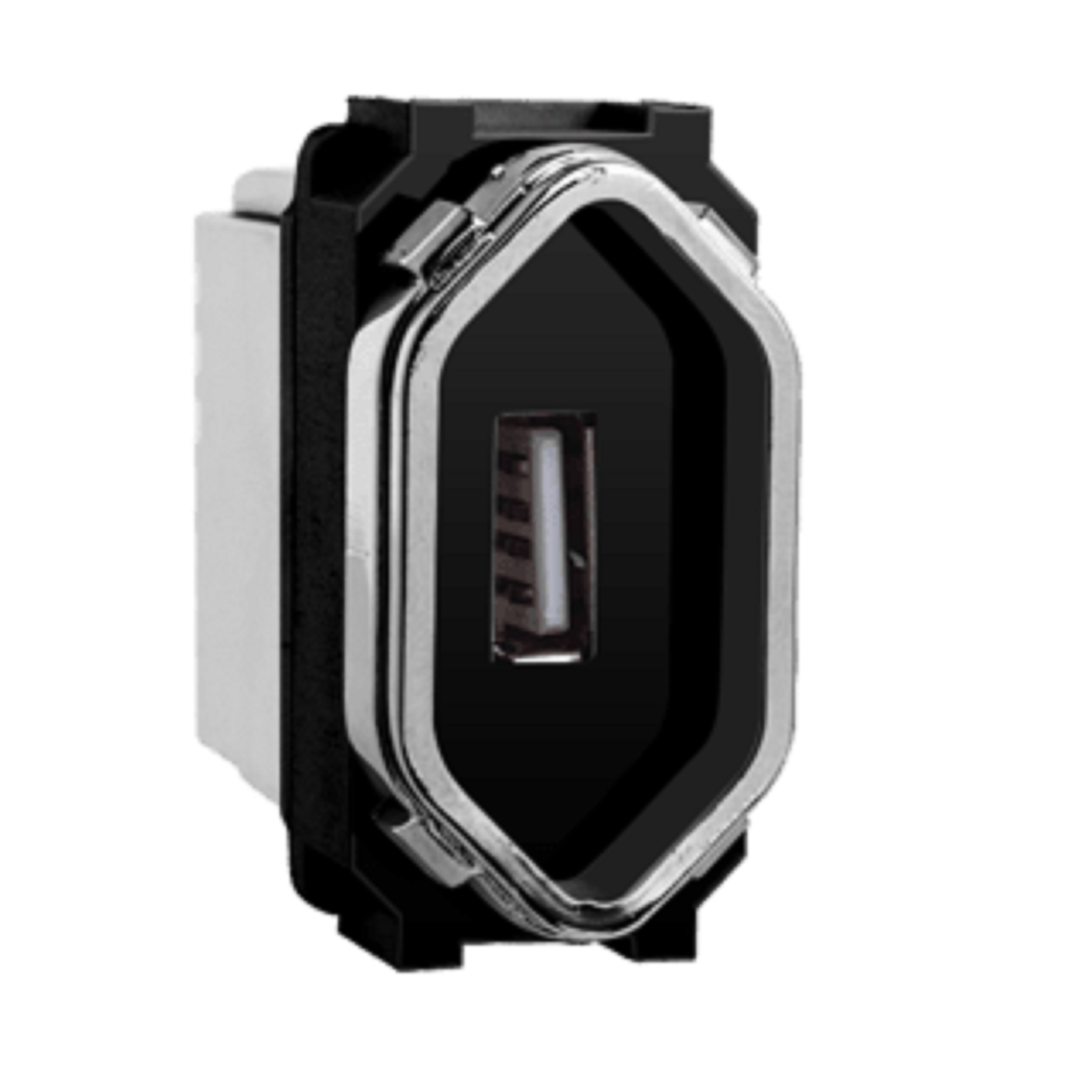 Módulo Tomada USB Preto Brilhante Novara