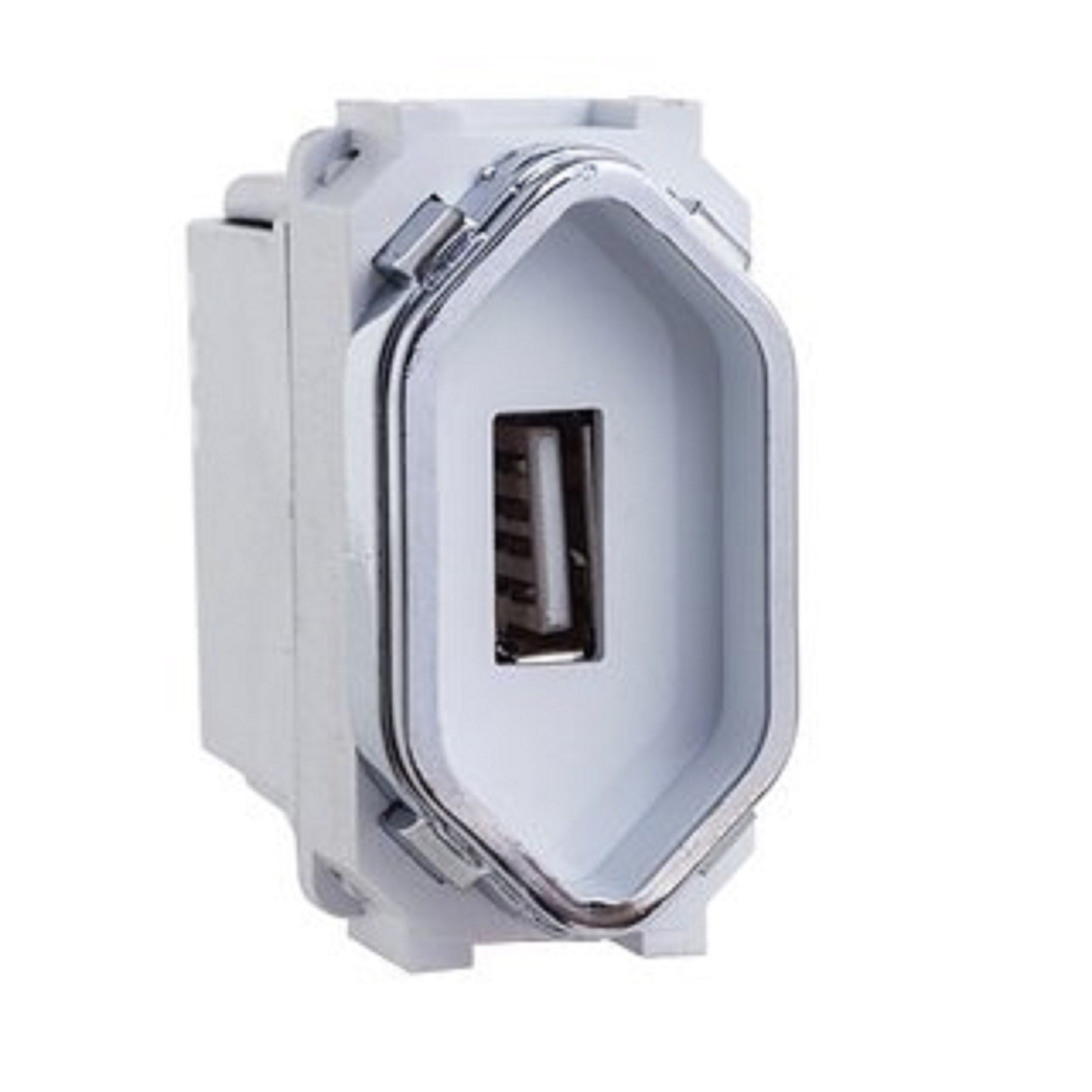 Tomada Dupla sendo 1 Usb e 1 tomada 20A Branco com Cromado