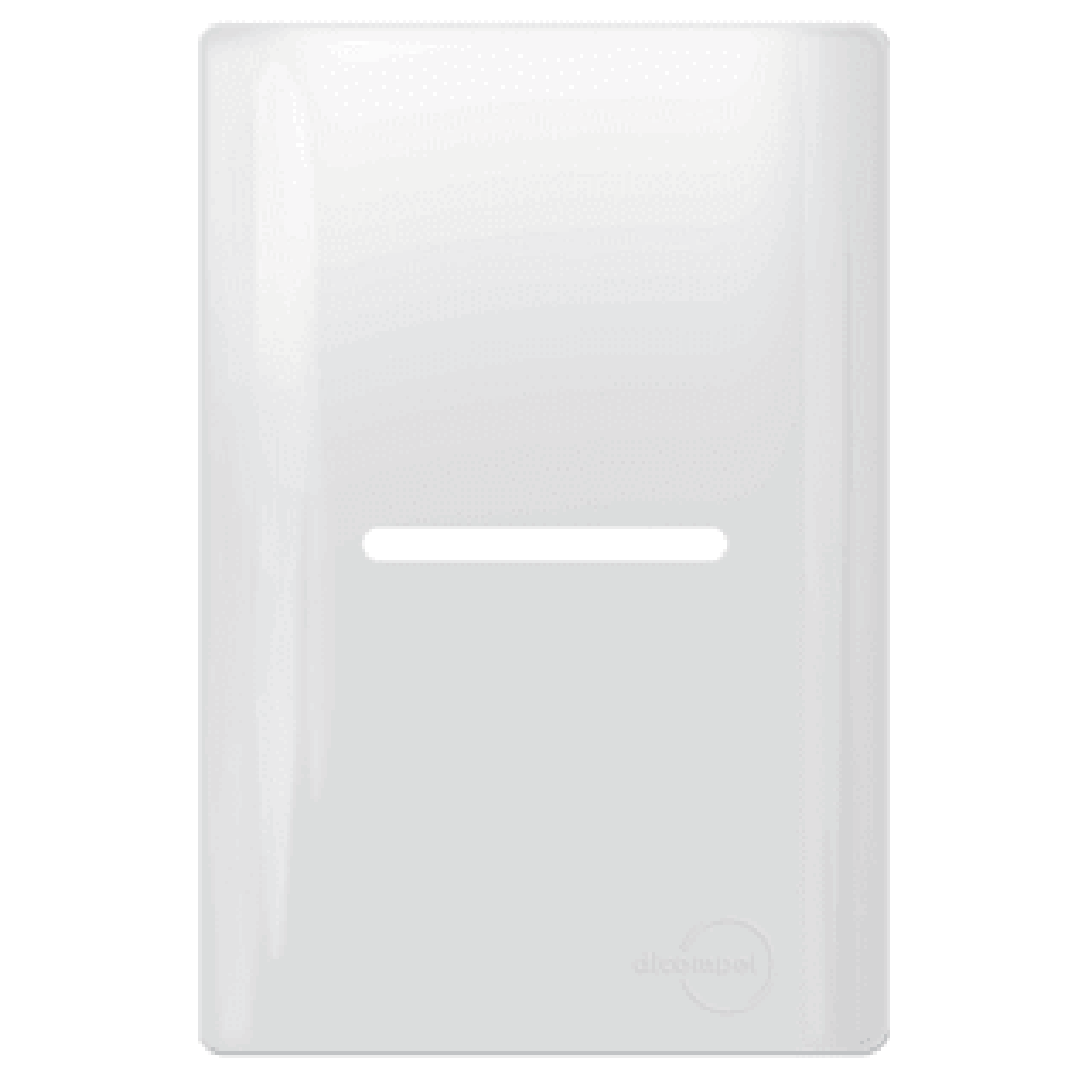 Placa 4x2 para 1 Interruptor Horizontal + Suporte - Novara Branco Brilhante
