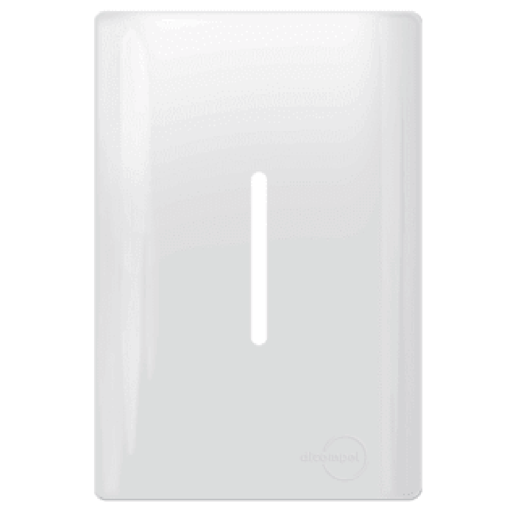 Placa 4x2 para 1 Interruptor Vertical + Suporte - Novara Branco Brilhante