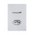Interruptor 1 Tecla Paralelo com Tomada 20A Novara Branco Glass