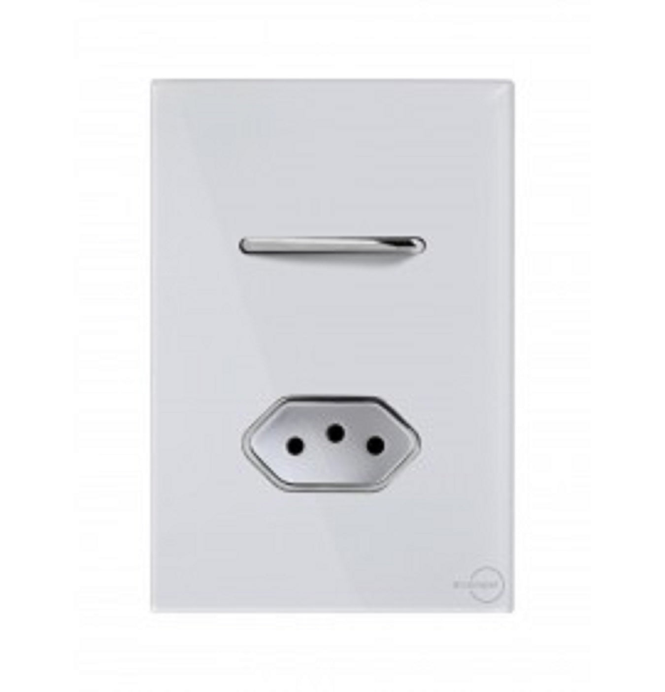 Interruptor 1 Tecla Paralela com Tomada 10A Novara Branco Glass