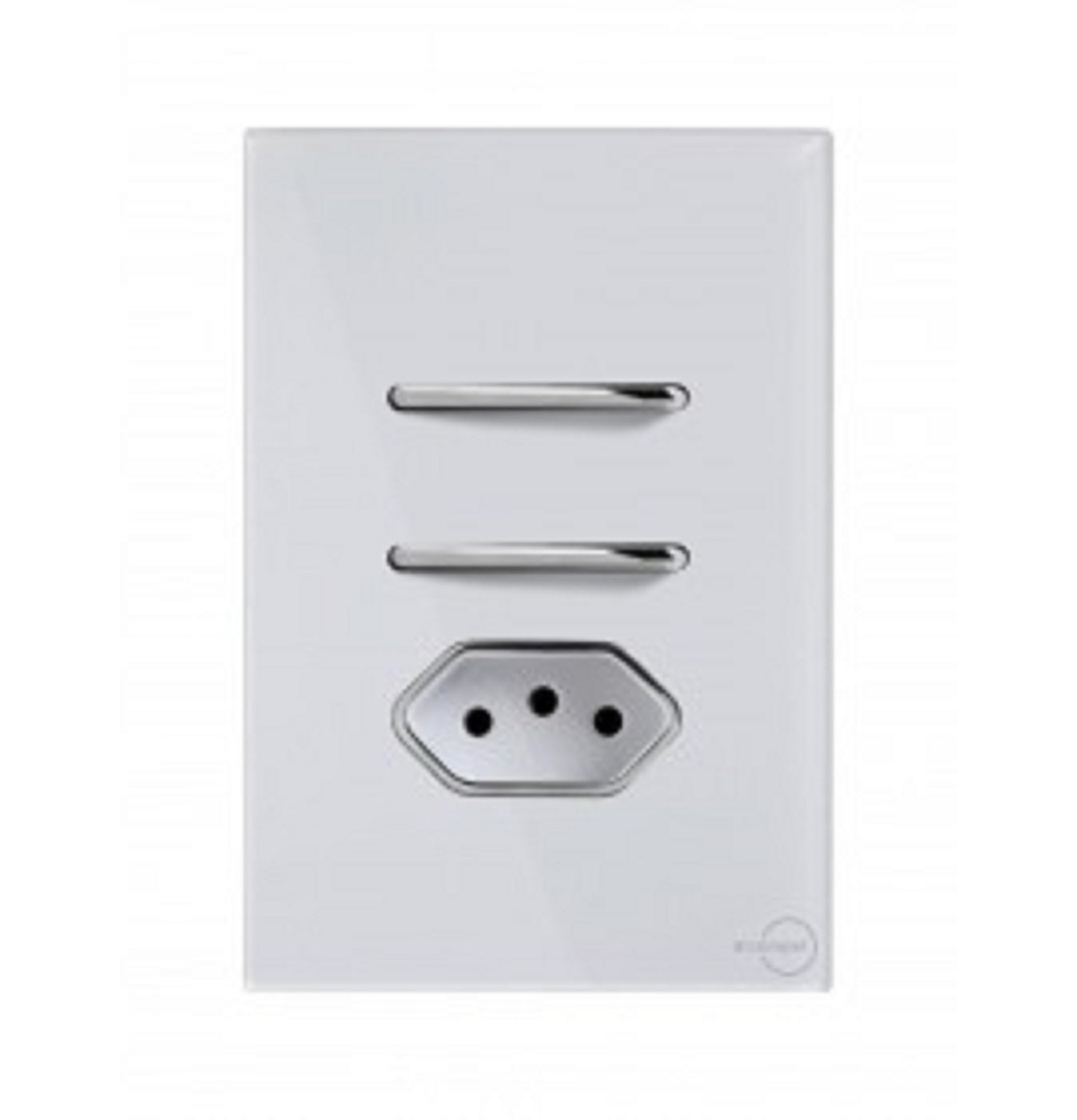 Interruptor 2 Teclas Simples com Tomada 10A Novara Branco Glass