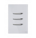 Interruptor 3 Tecla Simples Branco Com Cromado Novara Glass