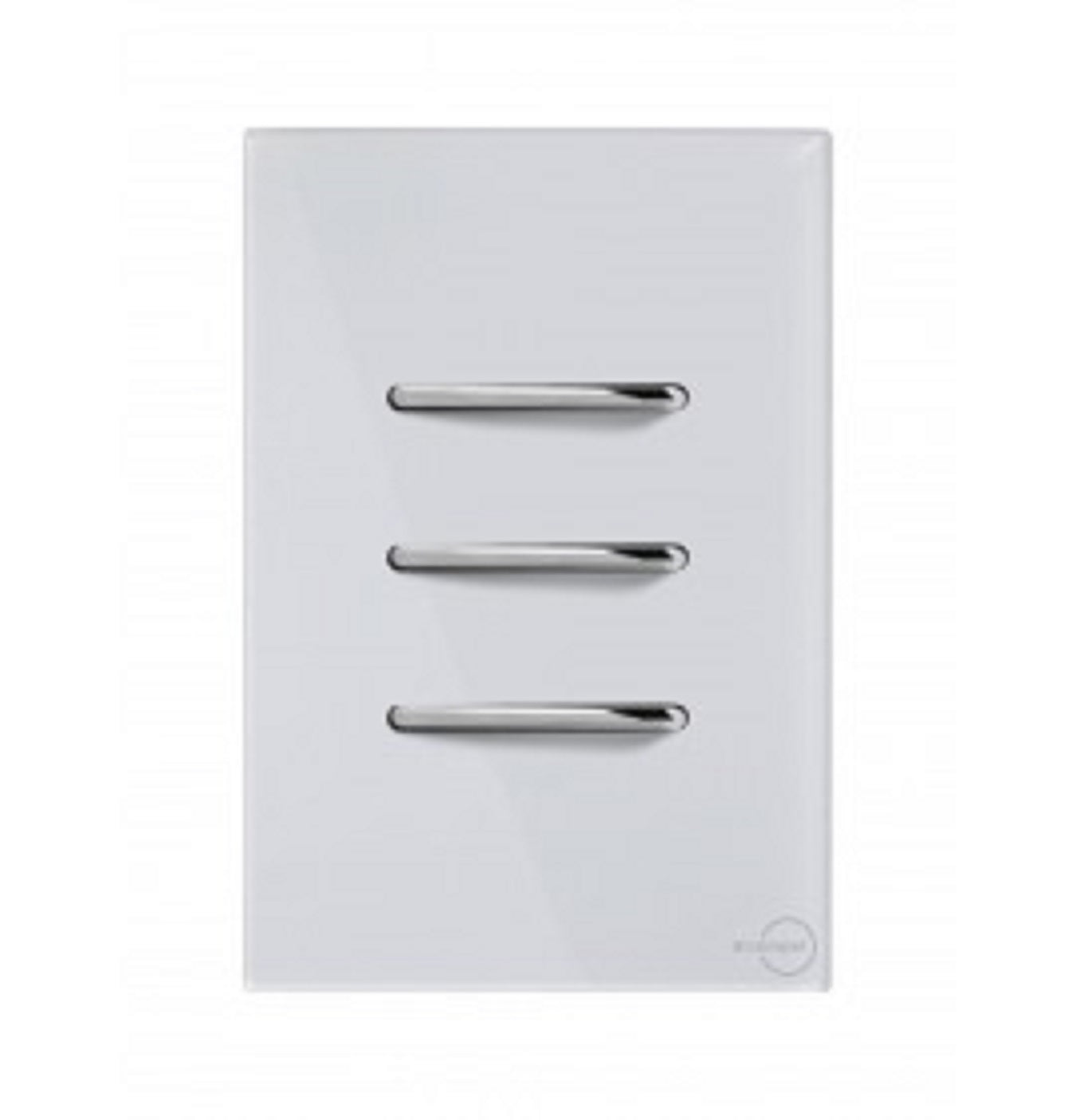 Interruptor 3 Tecla Simples Branco Com Cromado Novara Glass