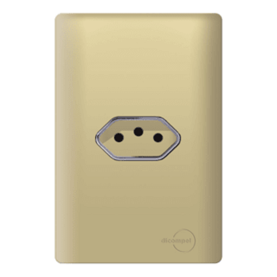 Tomada Única 10A Novara Dourado com Cromado