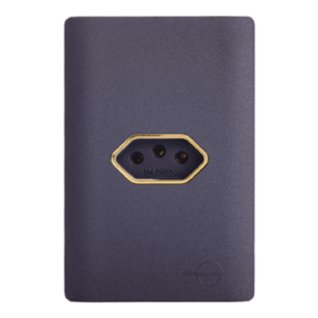 Tomada 10A Preto/Grafite com Gold