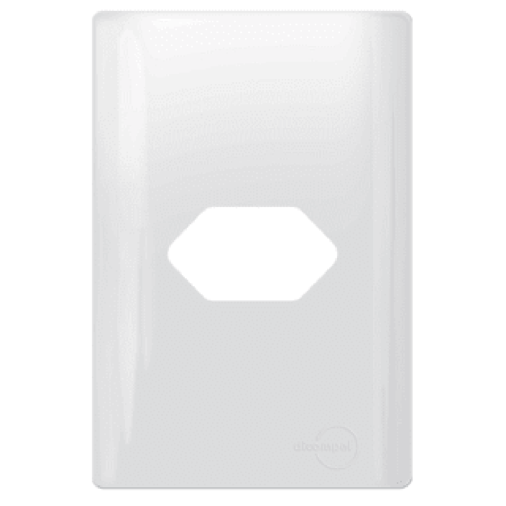 Placa 4x2 p/ 1 Tomada + Suporte - Novara Branco Brilhante
