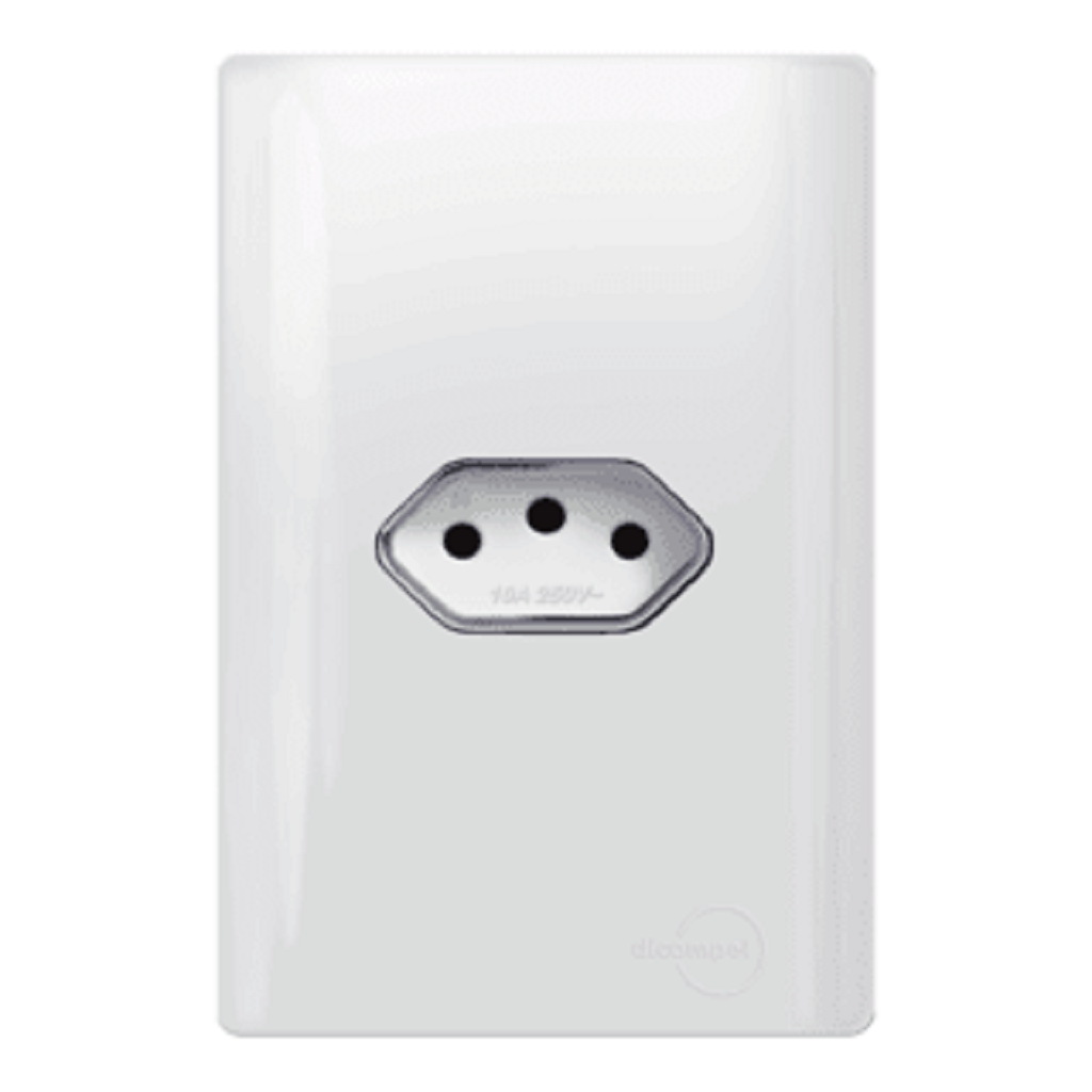 Tomada Horizontal 10A Branco com Cromado