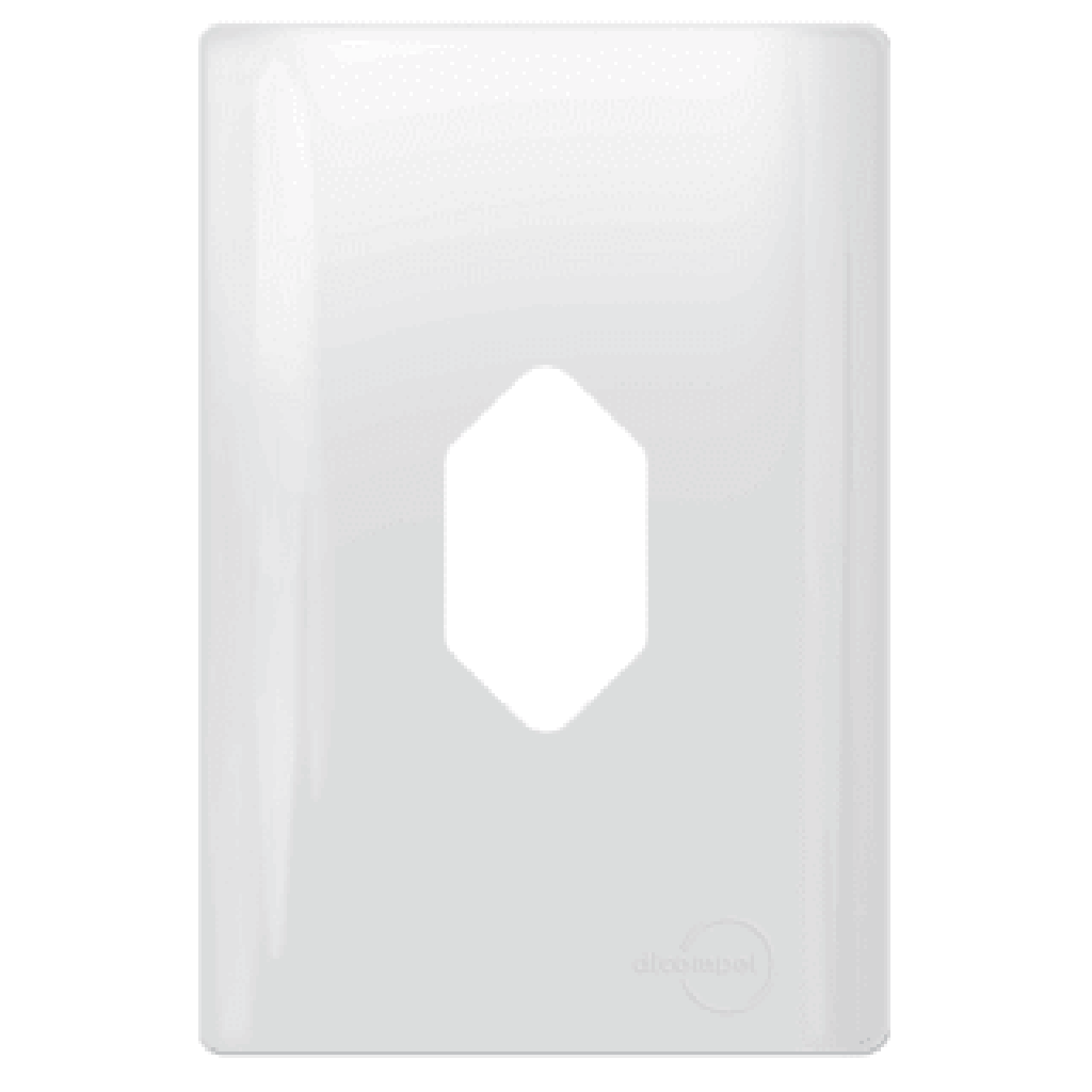 Placa 4x2 para Tomada Vertical + Suporte - Novara Branco Brilhante