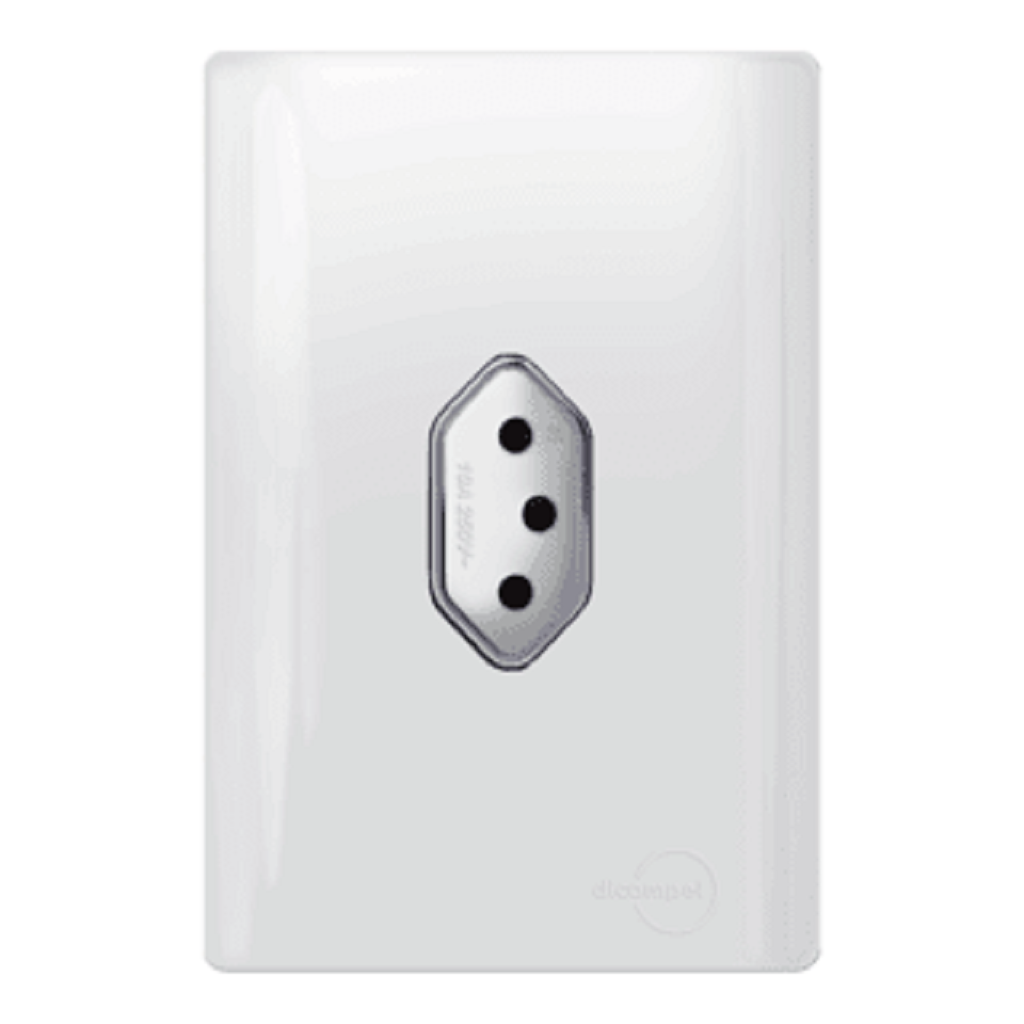 Tomada Vertical 20A Branco com Cromado