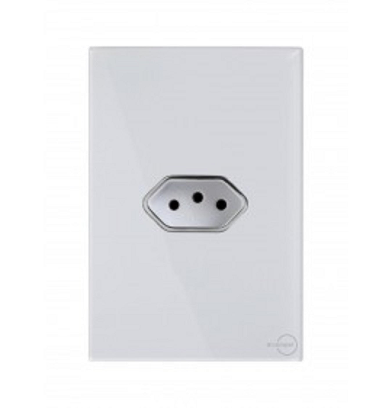 Tomada Única 20A Horizontal Novara Branco Glass