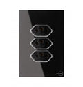 Tomada Tripla 10A Novara Glass Preto com Cromado